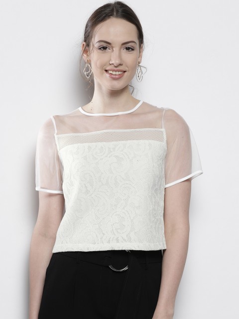 

DOROTHY PERKINS Women Off-White Lace Top