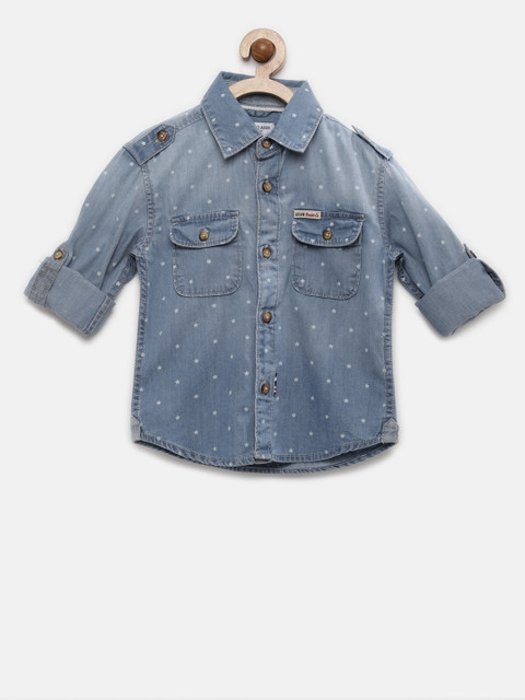 

U.S. Polo Assn. Kids Boys Blue Regular Fit Printed Casual Shirt
