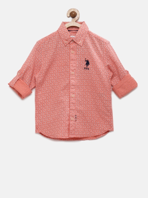 

U.S. Polo Assn. Kids Boys Orange Regular Fit Printed Casual Shirt