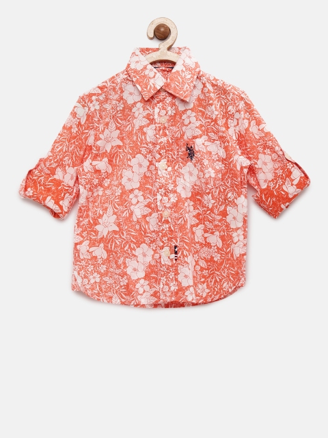

U.S. Polo Assn. Kids Boys Orange Regular Fit Printed Casual Shirt