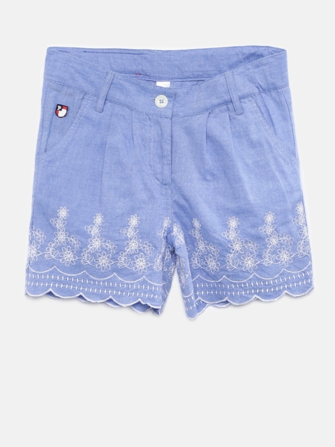 

U.S. Polo Assn. Kids Girls Blue Self Design Regular Fit Shorts