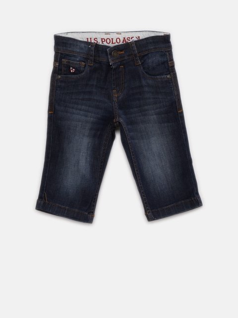 

U.S. Polo Assn. Kids Boys Navy Blue Solid Regular Fit Denim Shorts