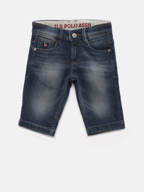 

U.S. Polo Assn. Kids Boys Blue Solid Regular Fit Denim Shorts