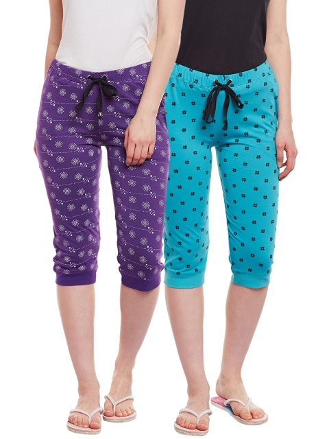 

VIMAL JONNEY Women Pack of 2 Printed Lounge Pants F1_PRT_NO.6_PUR_NO.6_FRZ_02, Purple