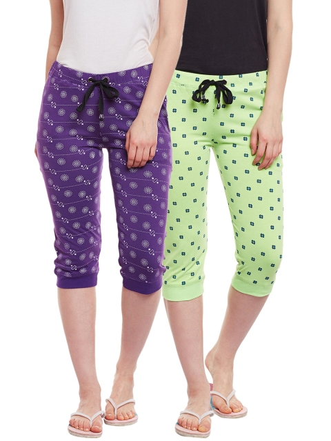 

VIMAL JONNEY Women Pack of 2 Printed Lounge Pants F1_PRT, Purple