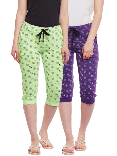 

VIMAL JONNEY Women Pack of 2 Printed Lounge Pants F1_PRT_NO.6_PUR_NO.6_GRN_02, Purple