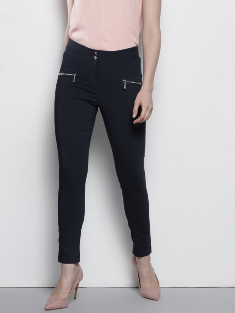 

DOROTHY PERKINS Women Navy Blue Skinny Fit Solid Regular Trousers