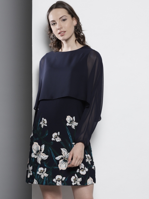

DOROTHY PERKINS Women Navy Blue Printed A-Line Dress