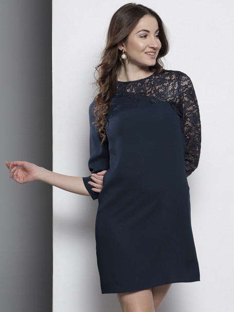 

DOROTHY PERKINS Women Navy Blue Solid Shift Dress
