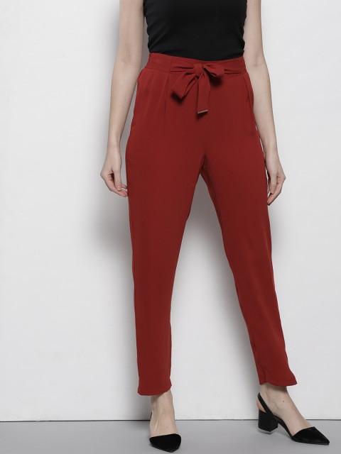 

DOROTHY PERKINS Women Rust Red Regular Fit Solid Peg Trousers