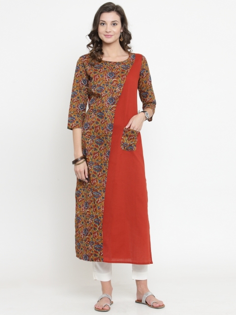 

Varanga Women Rust Red Printed Straight Kurta