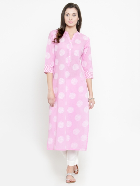 

Varanga Women Pink Printed Straight Kurta
