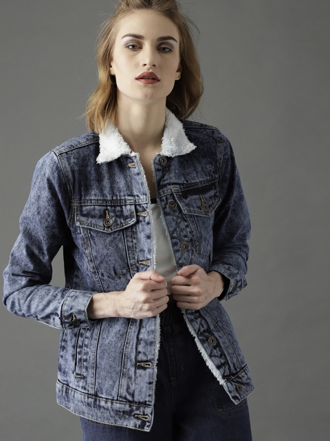 

Roadster Fast and Furious Women Blue Solid Denim Jacket