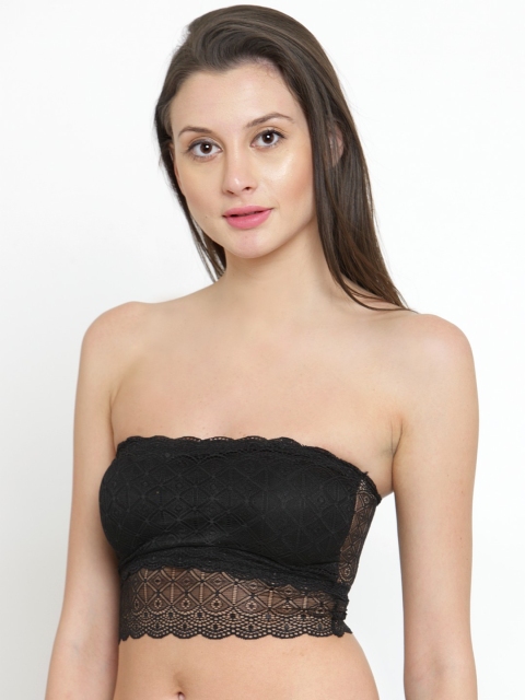 

PrettyCat Black Lace Non-Wired Lightly Padded Bandeau Bra PC-SB-5051
