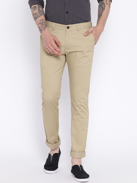 

Duke Men Beige Slim Fit Solid Chinos