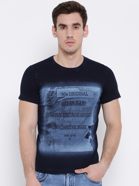 

Duke Men Navy Blue Printed Round Neck T-shirt