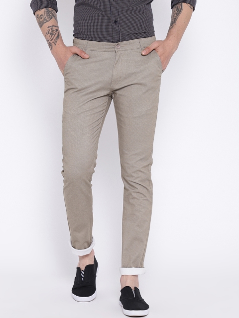 

Duke Men Beige Slim Fit Solid Trousers