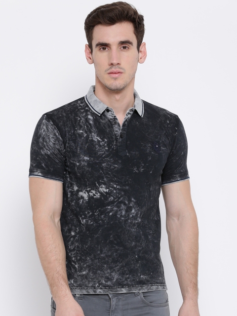 

Duke Men Black Printed Polo Collar T-shirt