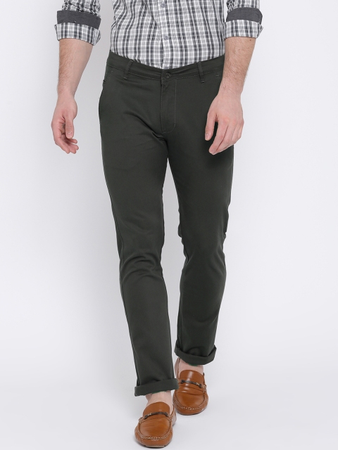 

Duke Men Green Slim Fit Solid Chinos
