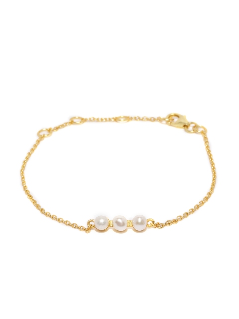 

Gehna Women Gold-Toned With Silver Pearl Charm Bracelet