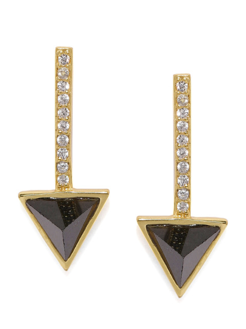 

Gehna Gold-Toned & Black Topaz 925 Sterling Silver Geometric Studs