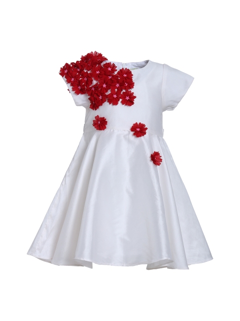 

A Little Fable Girls White Embellished Fit and Flare Dress