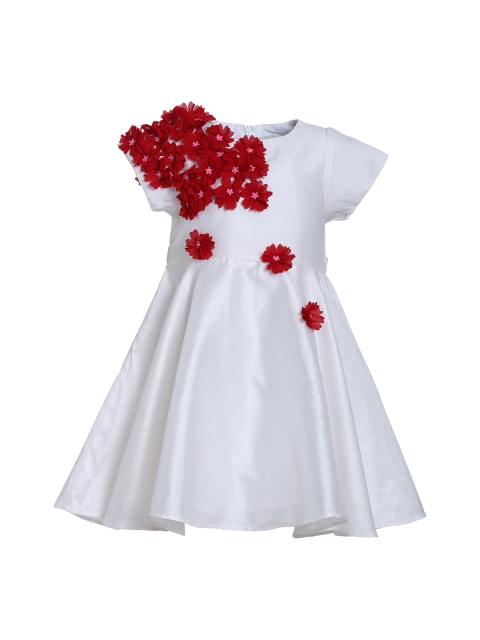 

A Little Fable Girls White Solid Fit and Flare Dress