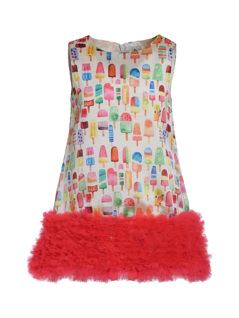 

A Little Fable Girls Off-White Printed A-Line Dress