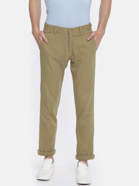 

British Club Men Khaki Regular Fit Solid Regular Trousers