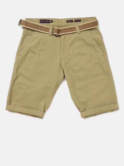

Sports52 wear Men Khaki Solid Tailored Fit Regular Shorts