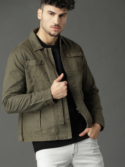 olive green denim jacket for men