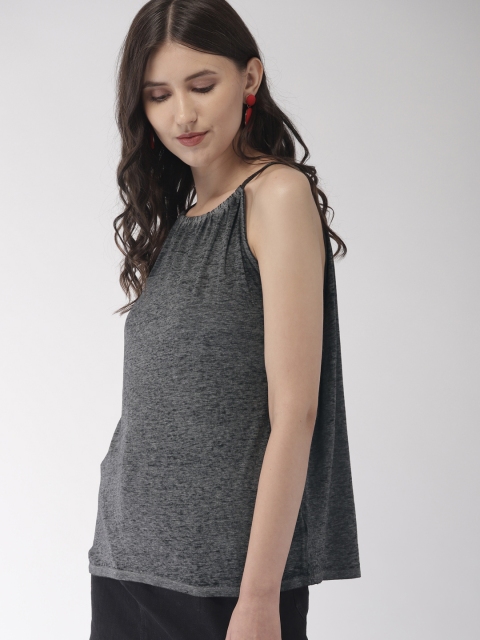 

FOREVER 21 Women Charcoal Grey Solid Top