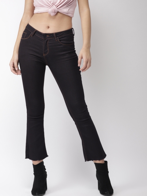 

FOREVER 21 Women Black Regular Fit Mid-Rise Clean Look Stretchable Jeans