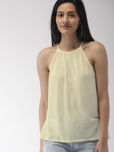 

FOREVER 21 Women Yellow Solid Top