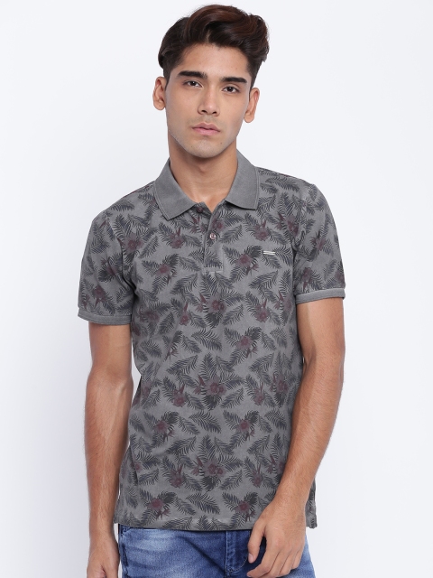 

Monte Carlo Men Grey Printed Polo Collar T-shirt