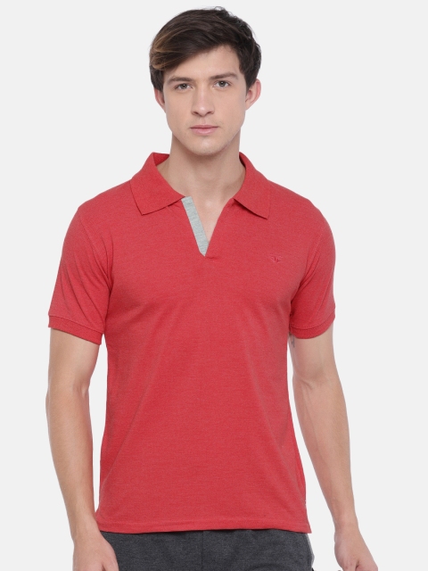 

Sports52 wear Men Red Solid Slim Fit Polo Collar T-shirt