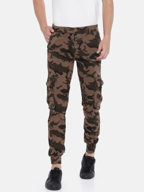 

Sports52 wear Men Olive Green Slim Fit Printed Cargos