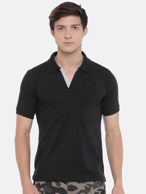 

Sports52 wear Men Black Solid Polo Collar T-shirt