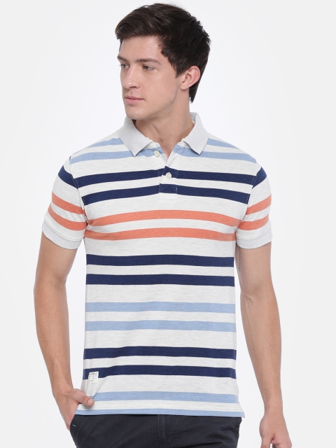 

Sports52 wear Men White Striped Polo Collar T-shirt