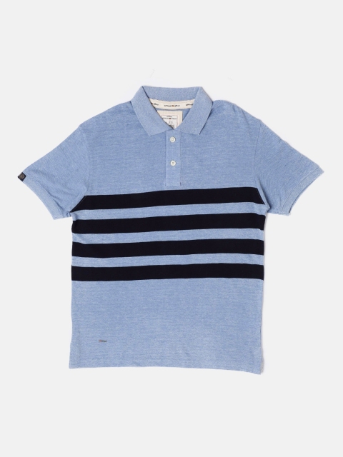 

Sports52 wear Men Blue Striped Polo T-shirt