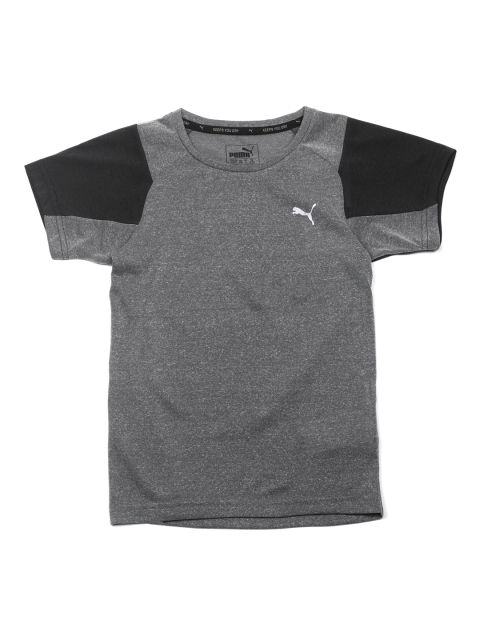 

Puma Boys Charcoal Grey Printed Round Dri-Release Neck T-shirt