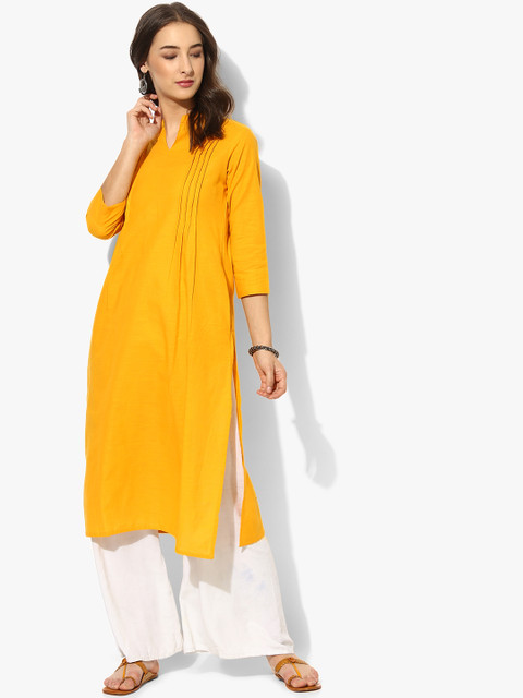 

Sangria Women Mustard Solid Straight Kurta