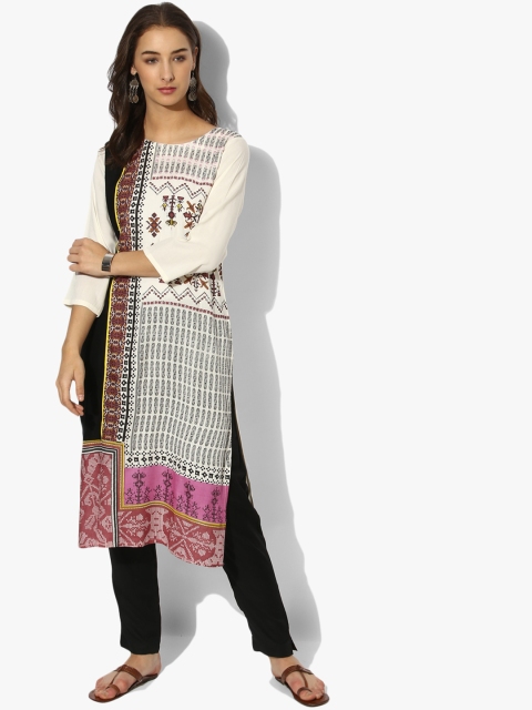 

Sangria Women Off-White Printed Straight Kurta