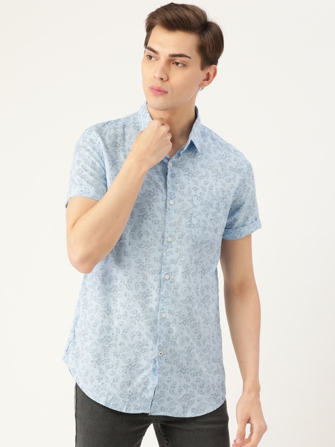

Black coffee Men Blue Slim Fit Floral Printed Casual Shirt