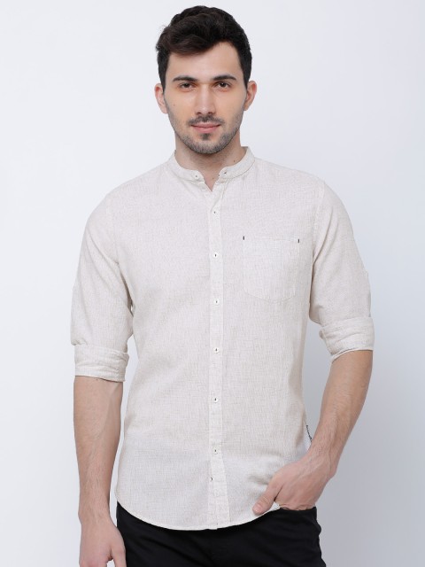 

LOCOMOTIVE Men Beige & Off-White Slim Fit Checked Casual Shirt