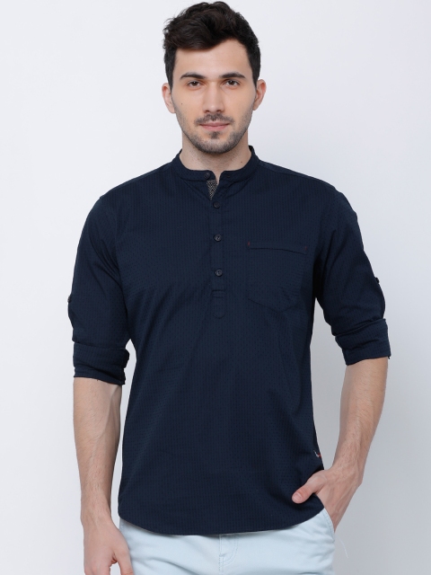 

LOCOMOTIVE Men Navy Blue Slim Fit Self Design Casual Shirt