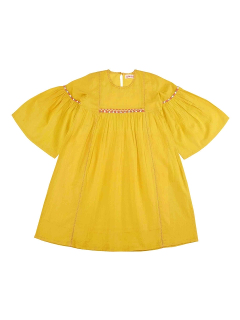 

My Little Lambs Girls Mustard Solid Empire Dress