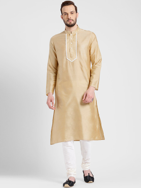 

KISAH Men Beige Solid Straight Kurta