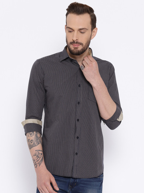 

Duke Men Black Comfort Regular Fit Checked Casual Shirt