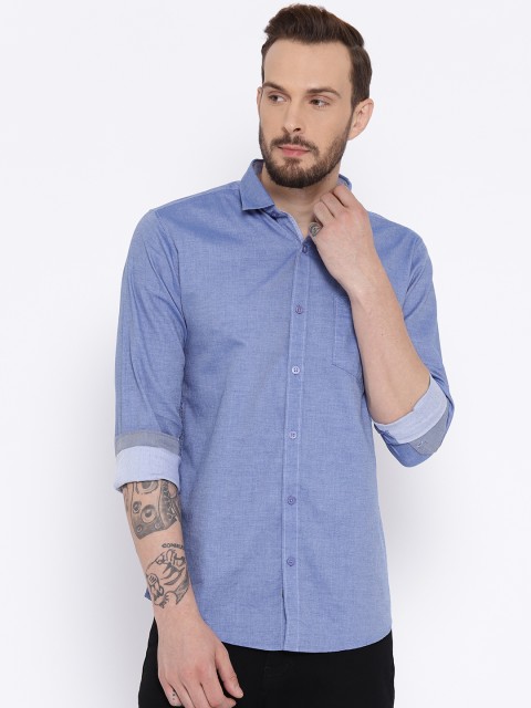 

Duke Men Blue Comfort Regular Fit Solid Casual Shirt